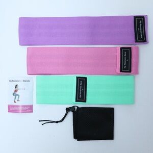 Set of 3 resistance bands brand new pouch pastel light exercise sport gym